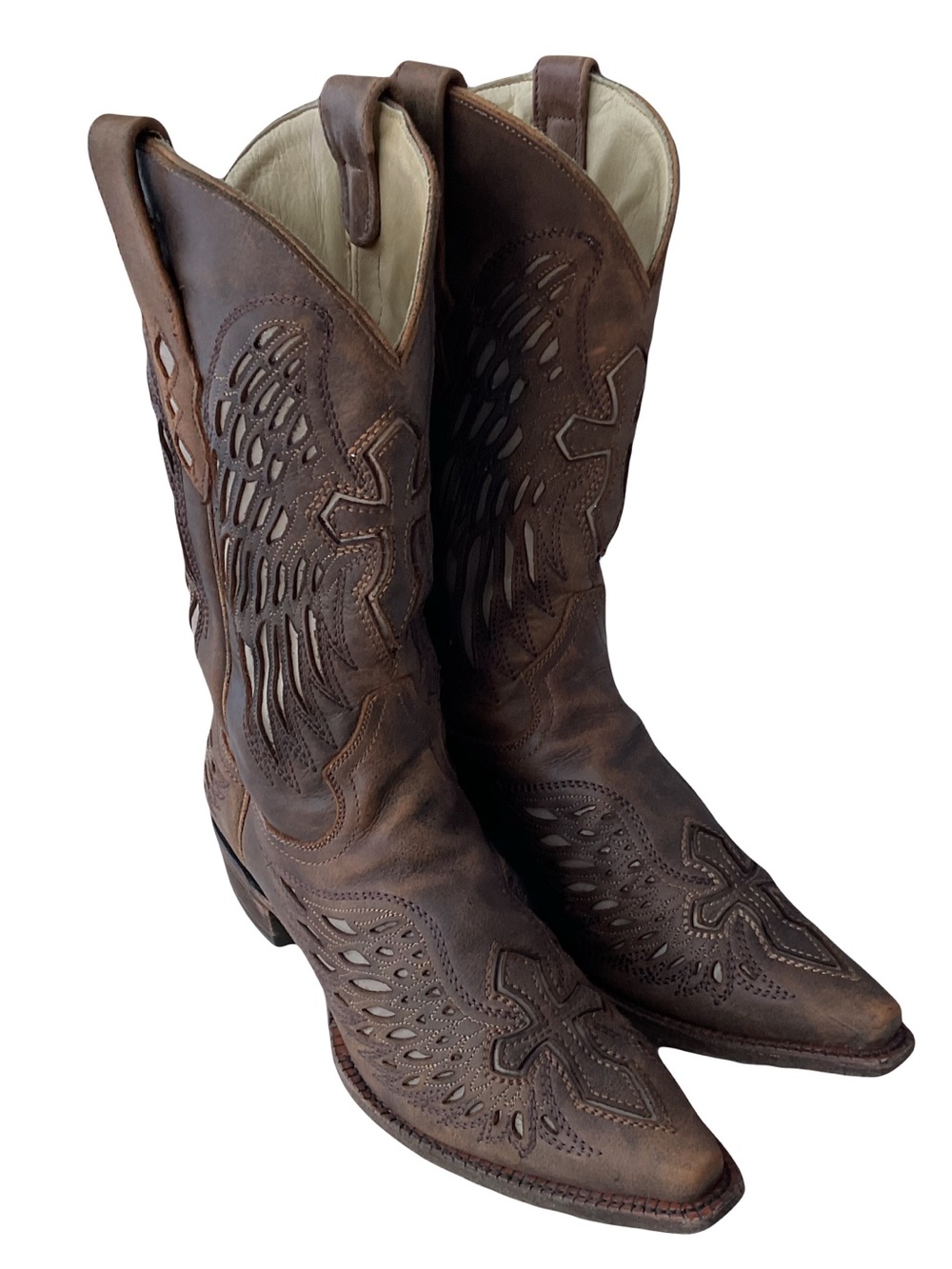 Corral Brown Leather Pull-On Western Pointed Toe Cowboy Boots Men’s Size 9.5 D